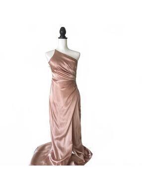Galina Signatures Elegant One-Shoulder Satin Evening Gown